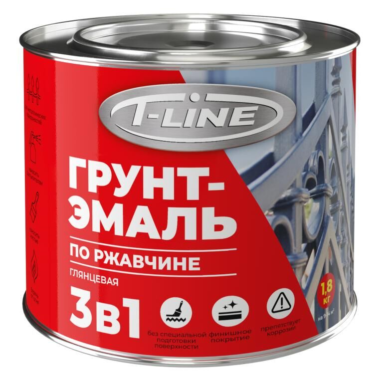 Грунт-эмаль по ржавчине 3в1 T-line 1,8 кг