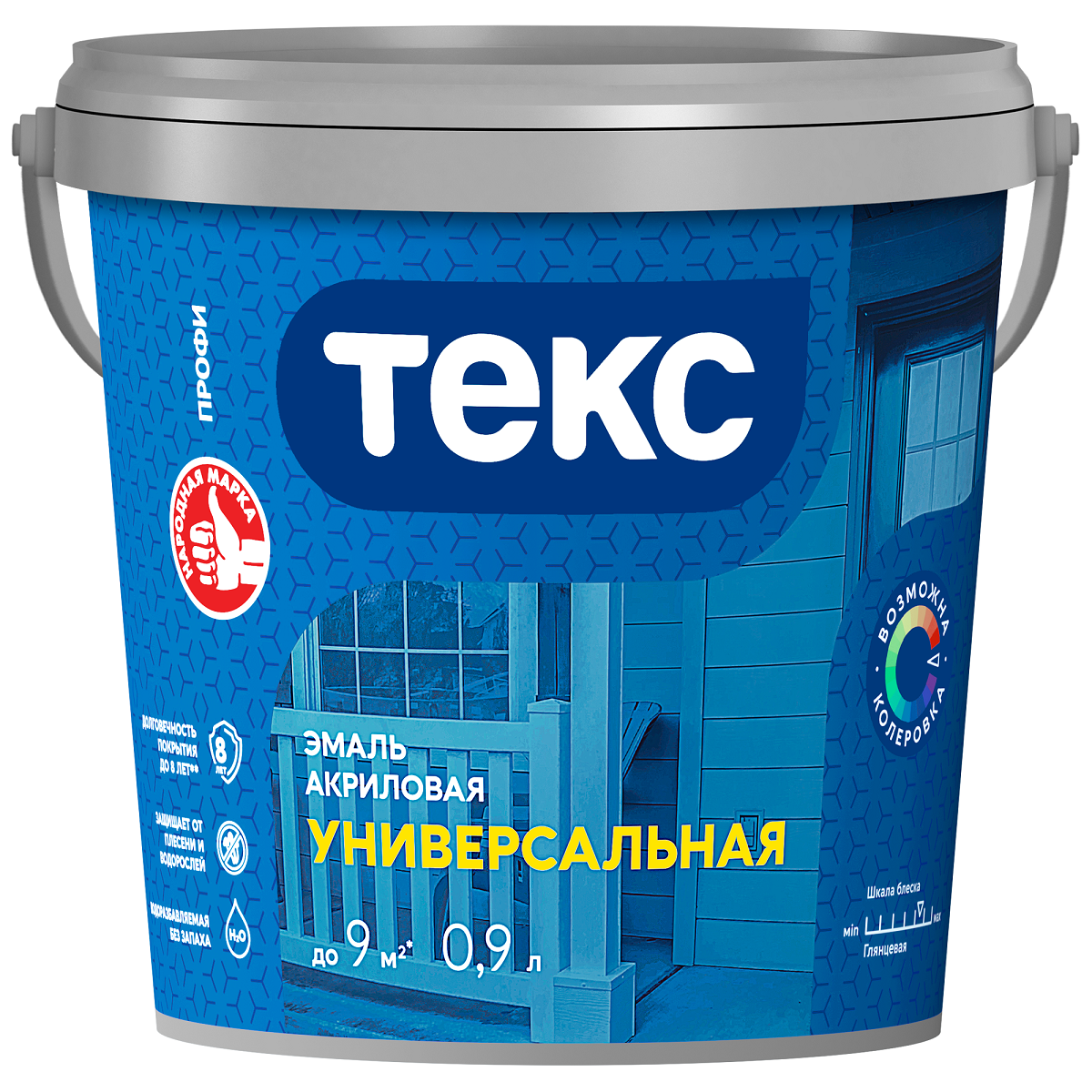 Эмаль акриловая универсальная белый глянцевый база А (0,9 л) ТЕКС