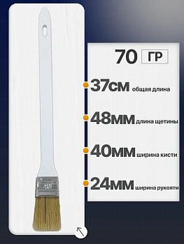 Кисть радиаторная DECOR 40*12 мм, светлый смешанный ворс (750-038)