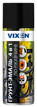 Грунт-эмаль аэрозоль по ржавчине 4в1 VIXEN VX-519005 черный янтарь RAL9005