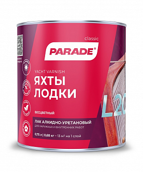 Лак яхтный Parade L20 матовый 0,75 л