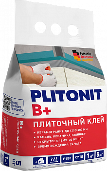 Клей плиточный ПЛИТОНИТ B + для керамогранита, камня, керамики 5 кг