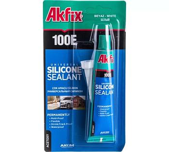 Герметик силиконовый универсальный Akfix 100Е белый 50 мл (блистер)