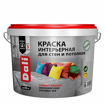 Краска акриловая интерьерная белоснежная DALI 9 л