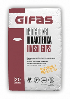 Шпаклевка финишная гипсовая "GIFAS FINISH GIPS" (20 кг) ГИФАС
