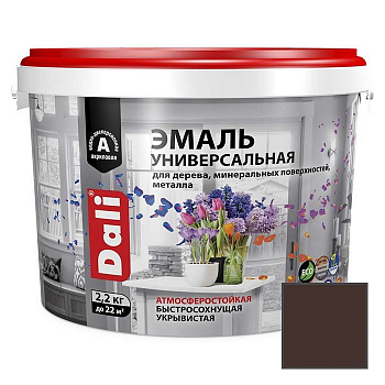 Эмаль акриловая универсальная DALI коричневый RAL 8017 полуматовый 2,2 кг