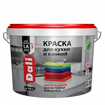 Краска акриловая для кухни и ванной DALI база А 9 л