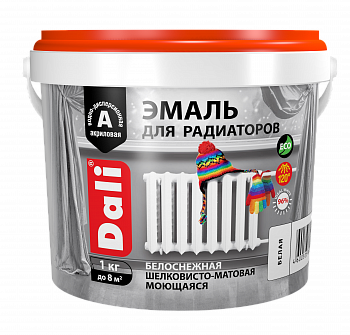 Эмаль акриловая для радиаторов DALI белый матовый 1 кг