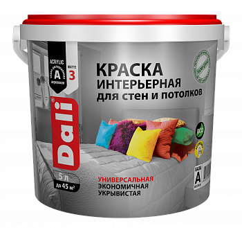 Краска акриловая интерьерная белоснежная DALI 5 л