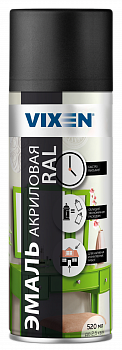 Эмаль аэрозольная акриловая VX-30905 черный янтарь матовый RAL9005 520 мл VIXEN