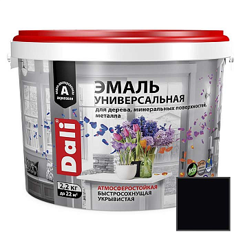 Эмаль акриловая DALI универсальная 2,2 кг полуматовый черный RAL 9005