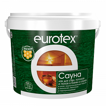 Лак для стен, потолков и полов в банях и саунах EUROTEX CАУНА 0,9 кг