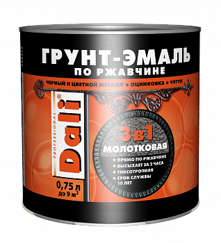 Грунт-эмаль по ржавчине молотковая РОГНЕДА DALI 0,75 л шоколадный