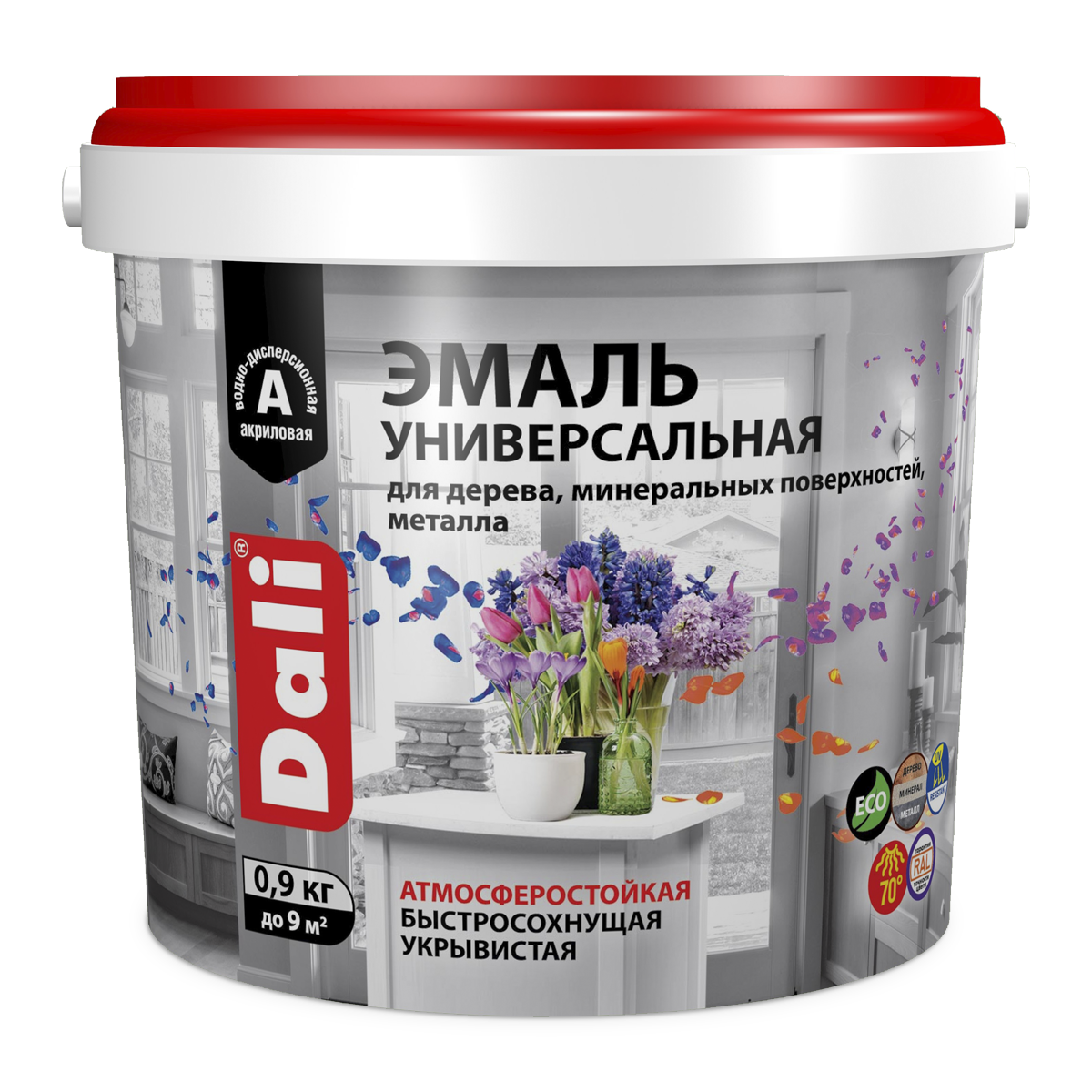Эмаль акриловая универсальная полуматовая слоновая кость 0,9 кг RAL1015 DALI