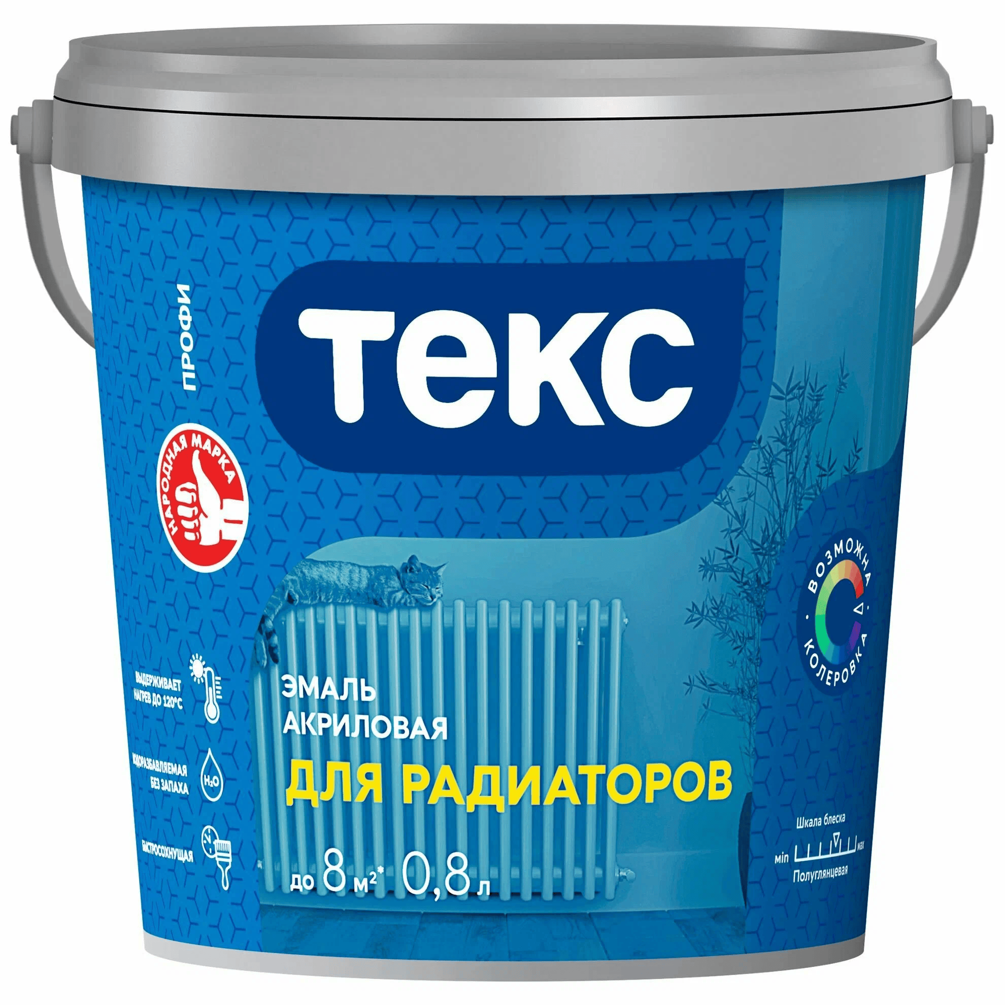 Эмаль акриловая для радиаторов белый полуглянцевый (0,8 л) ТЕКС