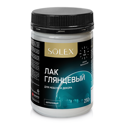 ЛАК глянцевый SOLEX для мебели и декора 0,25 кг