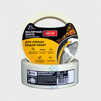 Лента малярная DЕCOR 48 мм*25 м, креппированная, 140 мкм 789-4825