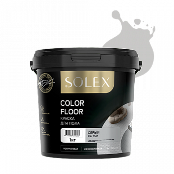 КРАСКА для пола SOLEX серый (RAL 7047) COLOR FLOOR 1кг ведро (уп 12)