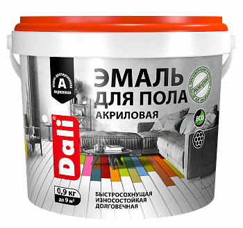 Эмаль для пола акриловая Dali база А белый 2,2 кг