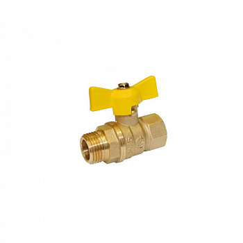 Кран шаровый для газа 1/2" ВР-НР бабочка 11Б27фтМ 