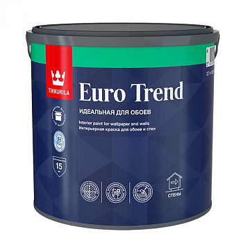 Краска для обоев и стен EURO TREND база А матовая 2,7 л ТИККУРИЛА
