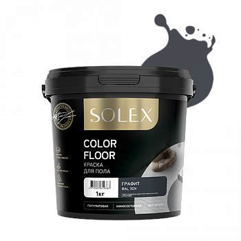 КРАСКА для пола SOLEX графит (RAL 7024) COLOR FLOOR 1кг ведро (уп 12)