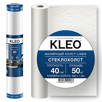 Стеклохолст малярный 1,0*50 м KLEO LINEN 40 г/м2