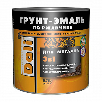 Грунт-эмаль по ржавчине РОГНЕДА DALI 0,75 л серебристый алюминий (RAL9006)