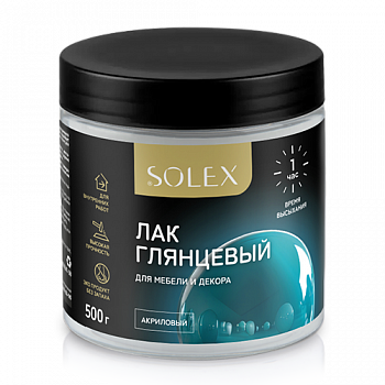 Лак для мебели и декора SOLEX глянцевый 0,5 кг